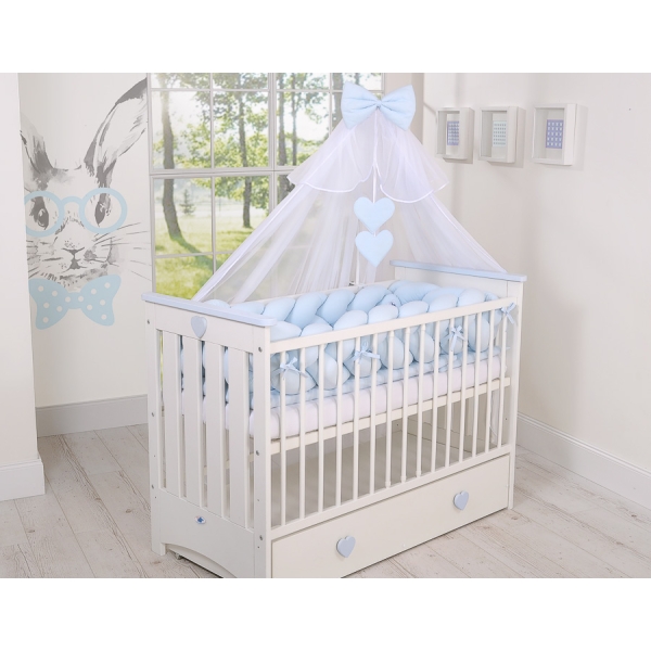 Lang  tyk flettet sengerand 360cm  Blå