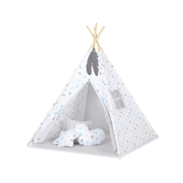 Legesæt med tipi telt  Blå Grå Stjerner