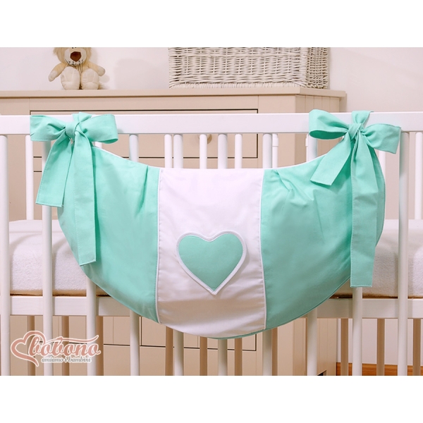 Legetøjspose til tremmeseng - Hanging Hearts  Mint