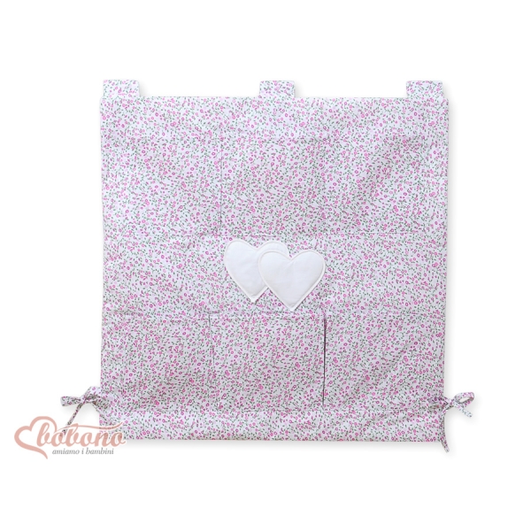 Lommeophæng til tremmeseng - Hanging Hearts  Lyserød Pink Blomstereng Blomster