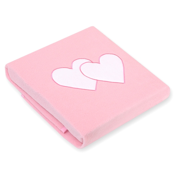 Polar fleecetæppe til baby - Hanging Hearts  Lyserød Pink