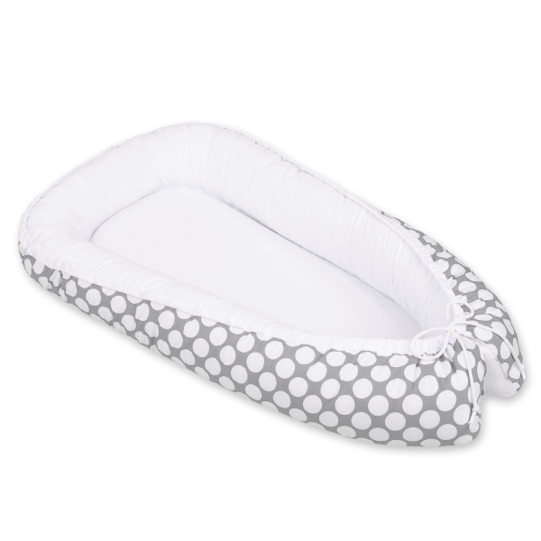 Rede til baby  Hvid Grå Polkaprikker