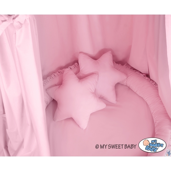Sæt: Hængende sengehimmel + babyrede med flæser + puder  Lyserød Pink