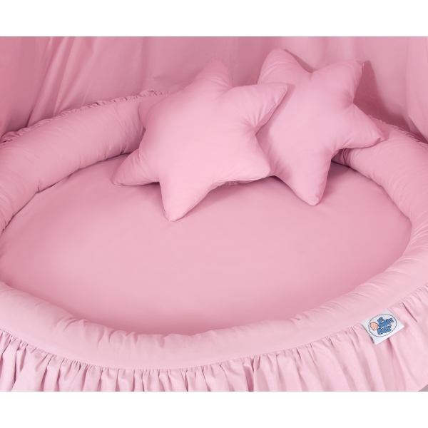 Sæt: Hængende sengehimmel + babyrede med flæser + puder  Lyserød Pink