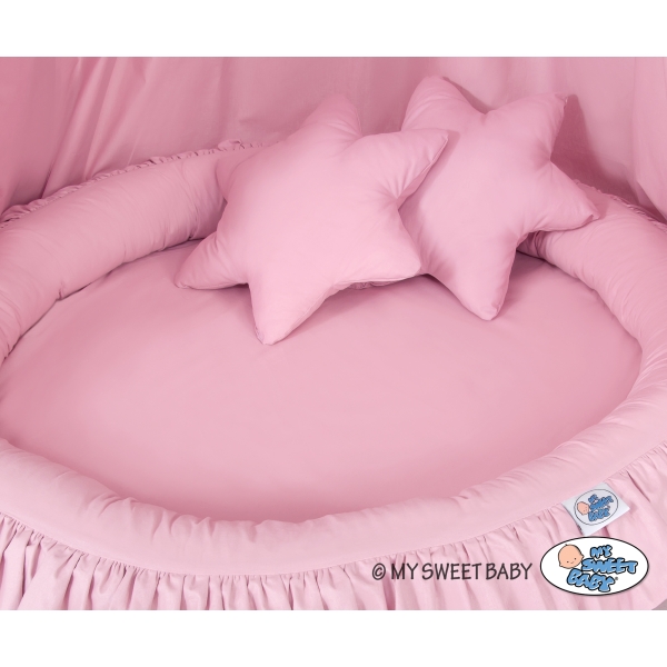 Sæt: Hængende sengehimmel + babyrede med flæser + puder  Lyserød Pink