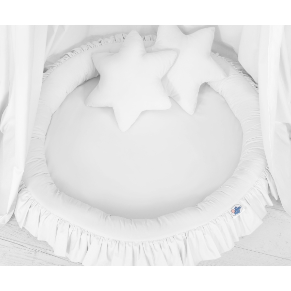 Sæt til baby sengehimmel babyrede med flæser puder  Hvid