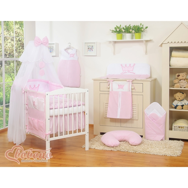 Sæt til babyseng i 7 dele Little Prince/Princess  Lyserød Pink