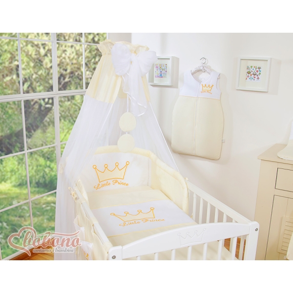 Sæt til babyseng i 7 dele med sengehimmel Little Prince/Princess  Enfelben