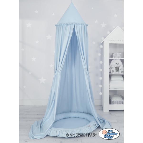 Sengehimmel med Babynest med flæser  Blå
