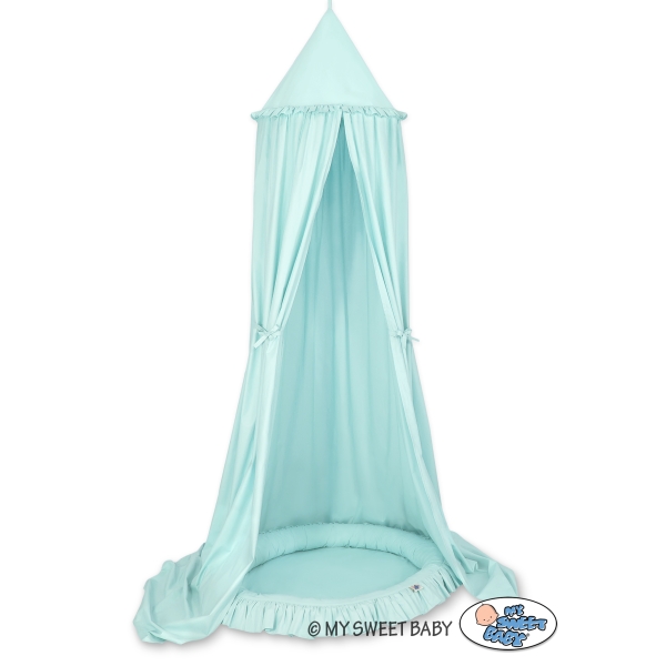 Sengehimmel med Babynest med flæser  Mint Bomuld