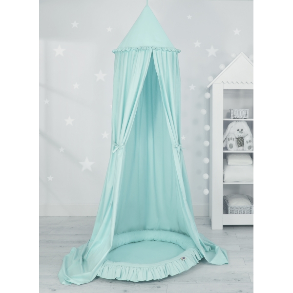 Sengehimmel med Babynest med flæser  Mint Bomuld