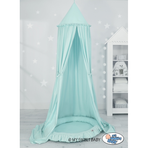 Sengehimmel med Babynest med flæser  Mint Bomuld
