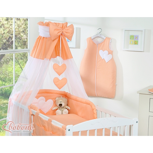 Sengehimmel til baby Hjerter  Orange Sifonki