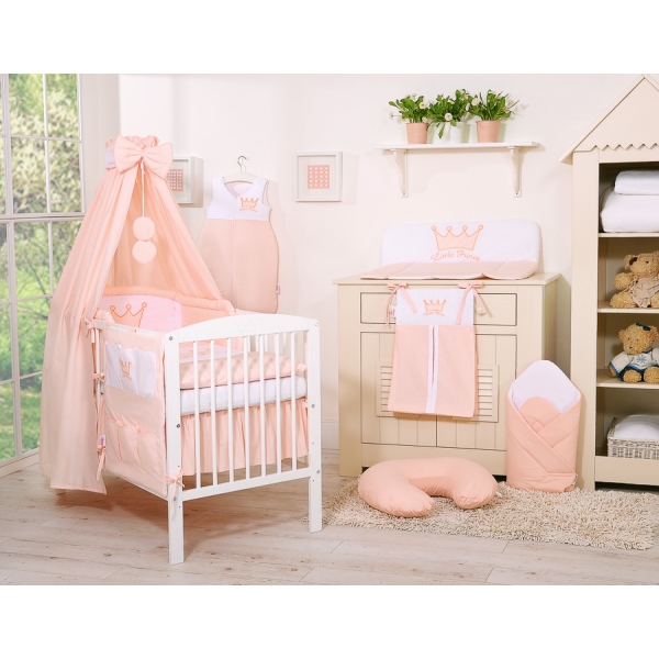 Sengehimmel til babyseng lavet af stof - Little Prince/Princess  Bomuld Pulverrosa
