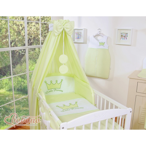 Sengehimmel til babyseng lavet af stof - Little Prince/Princess  Grøn Bomuld