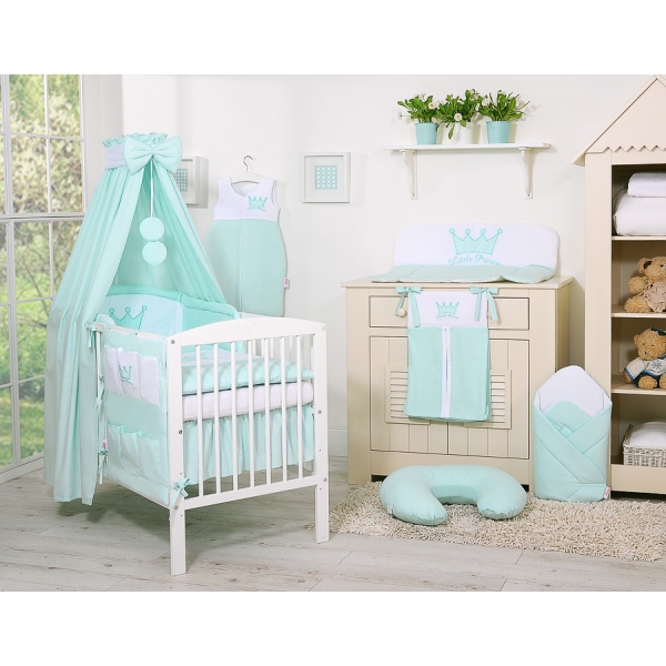 Sengehimmel til babyseng lavet af stof - Little Prince/Princess  Mint Bomuld
