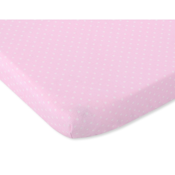 Sengelagen af bomuld til babyseng 140x70cm  Lyserød Pink Polkaprikker Bomuld