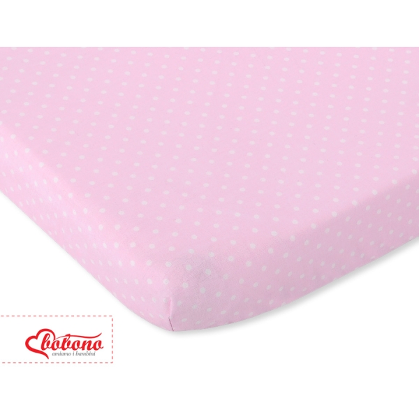 Sengelagen til babyseng 120x60cm  Lyserød Pink Polkaprikker Bomuld