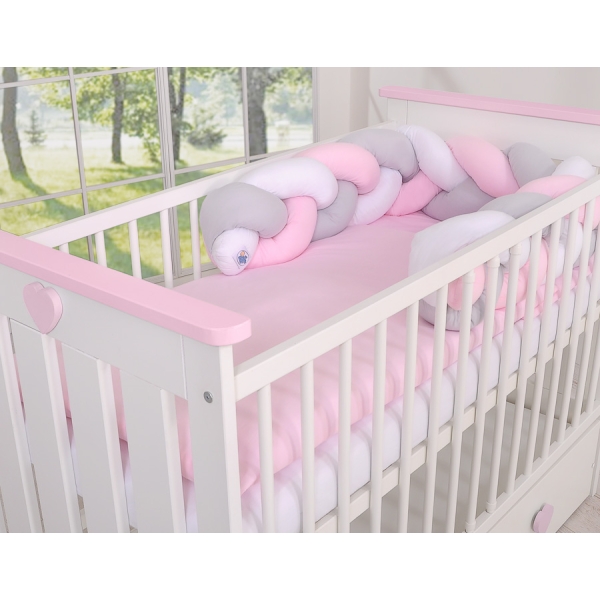 Sengerand flettet til babyseng Snoet  Hvid Grå