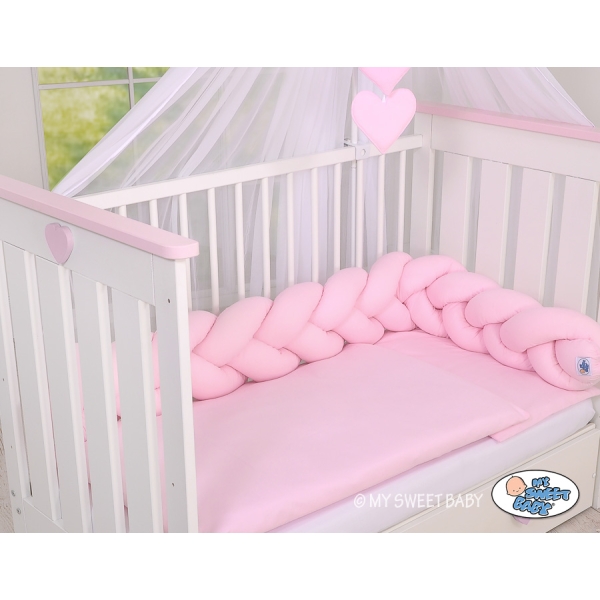 Sengerand flettet til babyseng Snoet  Lyserød Pink