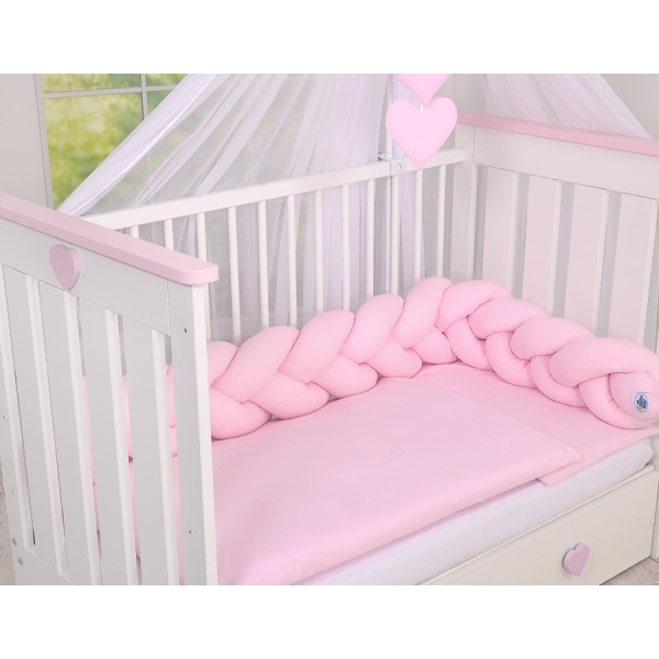 Sengerand flettet til babyseng Snoet  Lyserød Pink