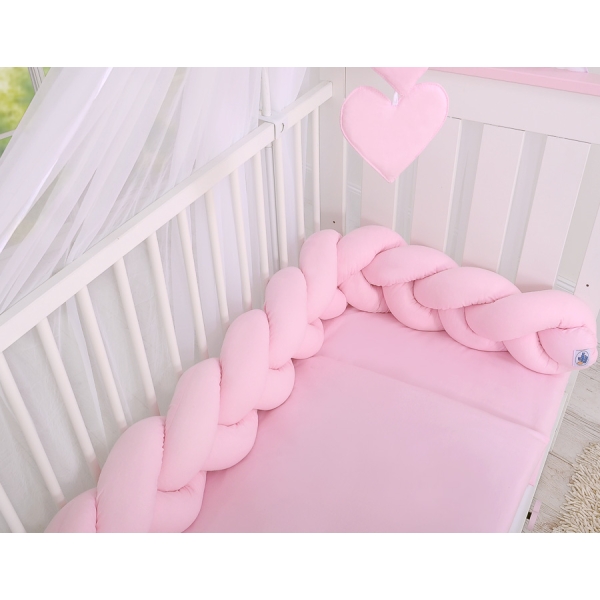 Sengerand flettet til babyseng Snoet  Lyserød Pink