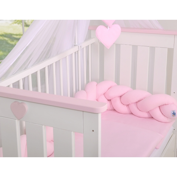 Sengerand flettet til babyseng Snoet  Lyserød Pink