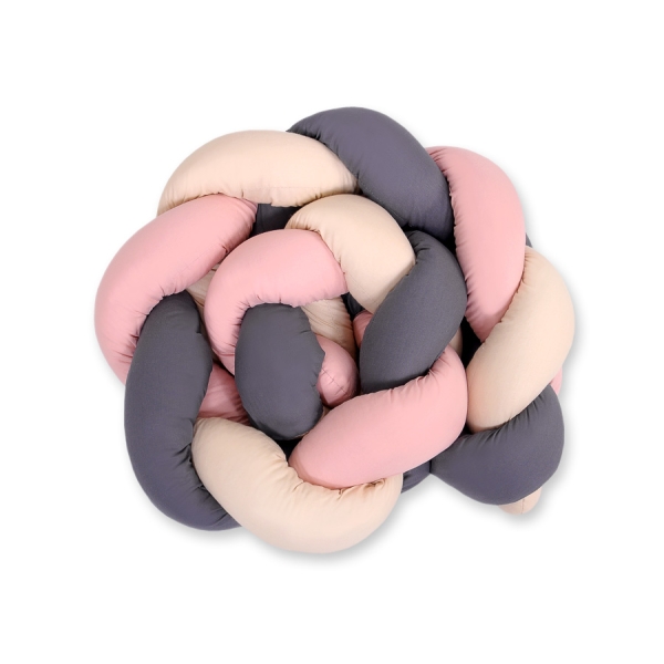 Sengerand flettet til tremmeseng 180cm  Beige Antracit Støvet Pink