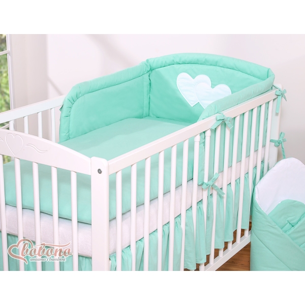Sengerand til babyseng Hjerter  Mint