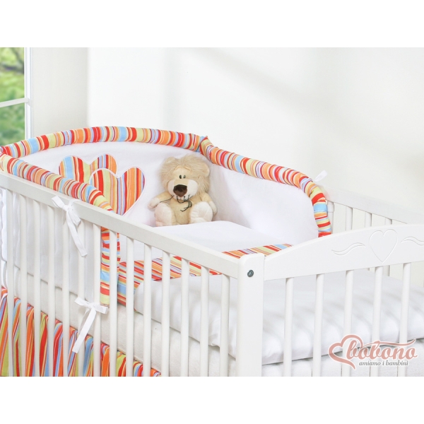 Sengerand til babyseng Hjerter  Orange Striber