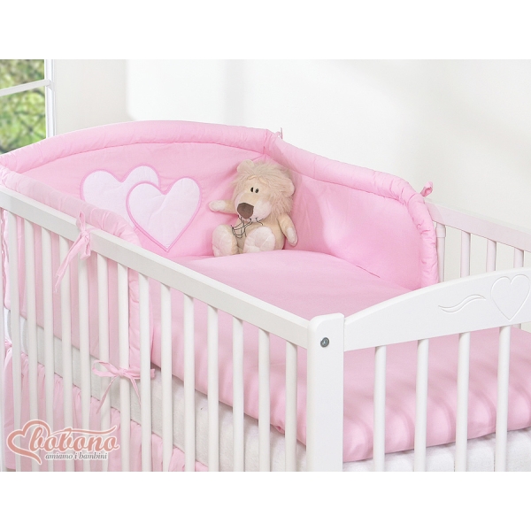 Sengesæt for babyseng 2 dele - Hanging Hearts  Lyserød Pink