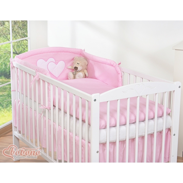 Sengesæt for babyseng 2 dele - Hanging Hearts  Lyserød Pink