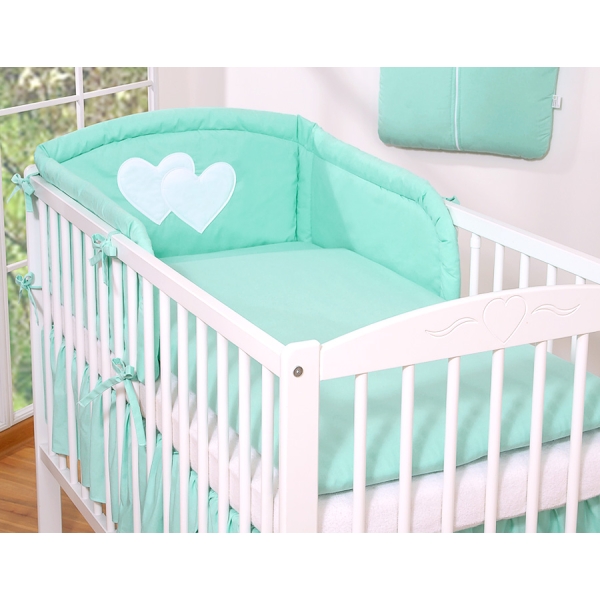 Sengesæt for babyseng 2 dele - Hanging Hearts  Mint