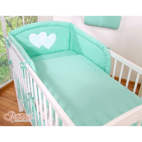 Sengesæt for babyseng 2 dele - Hanging Hearts  Mint