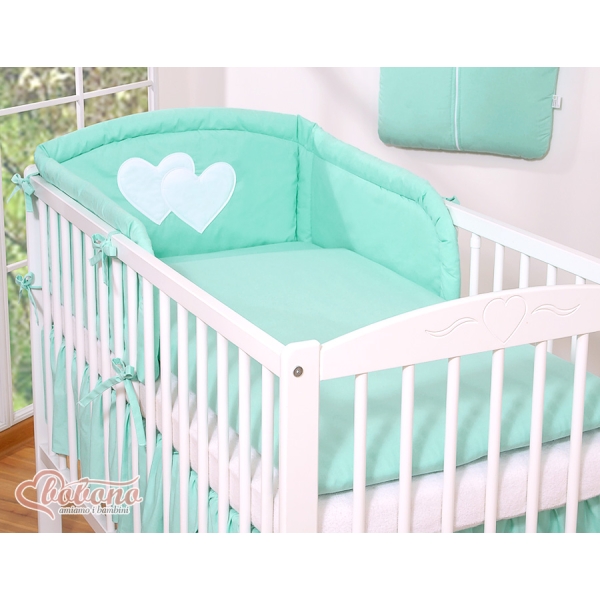 Sengesæt for babyseng 2 dele - Hanging Hearts  Mint