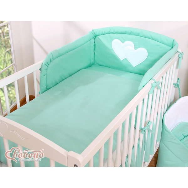 Sengesæt for babyseng 2 dele - Hanging Hearts  Mint
