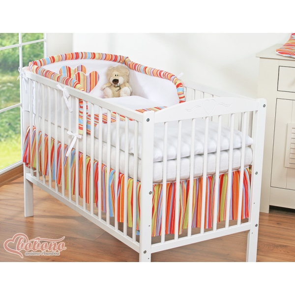 Sengesæt for babyseng 2 dele - Hanging Hearts  Orange Striber