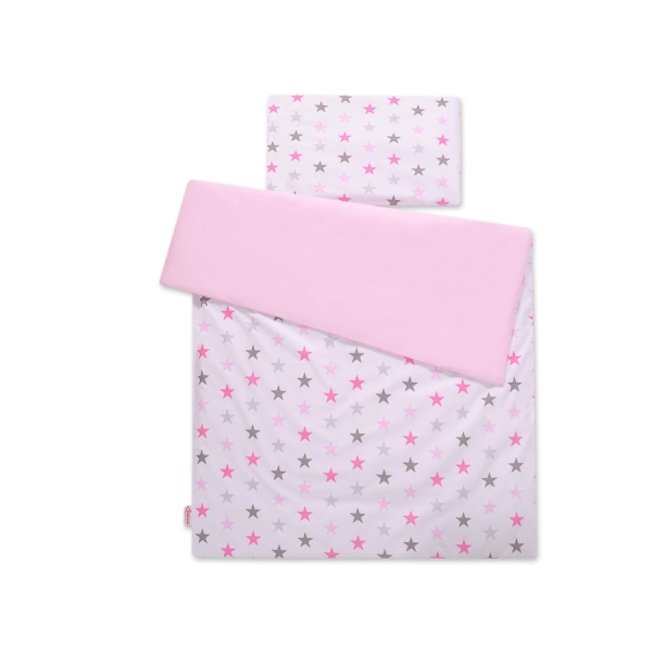 Sengesæt i bomuld 100x135 Mini  Lyserød Grå Pink Stjerner