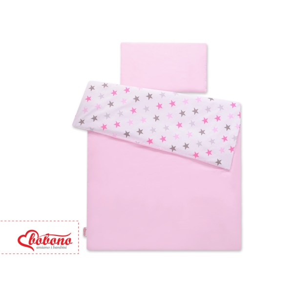 Sengesæt i bomuld 100x135 Mini  Lyserød Grå Pink Stjerner