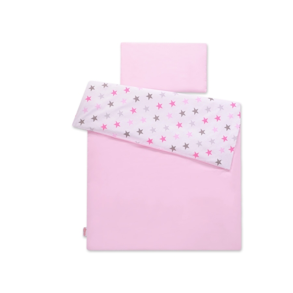 Sengesæt i bomuld 100x135 Mini  Lyserød Grå Pink Stjerner