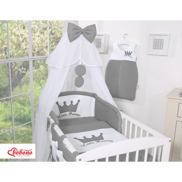 Sengesæt i bomuld til baby - Little Prince/Princess  Antracit
