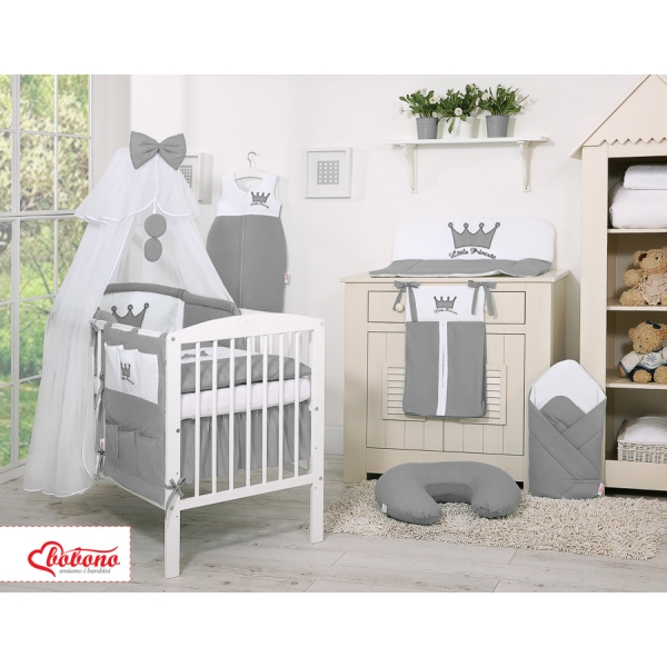 Sengesæt i bomuld til baby - Little Prince/Princess  Antracit