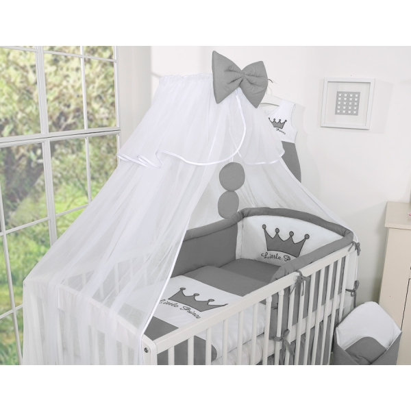 Sengesæt i bomuld til baby - Little Prince/Princess  Antracit