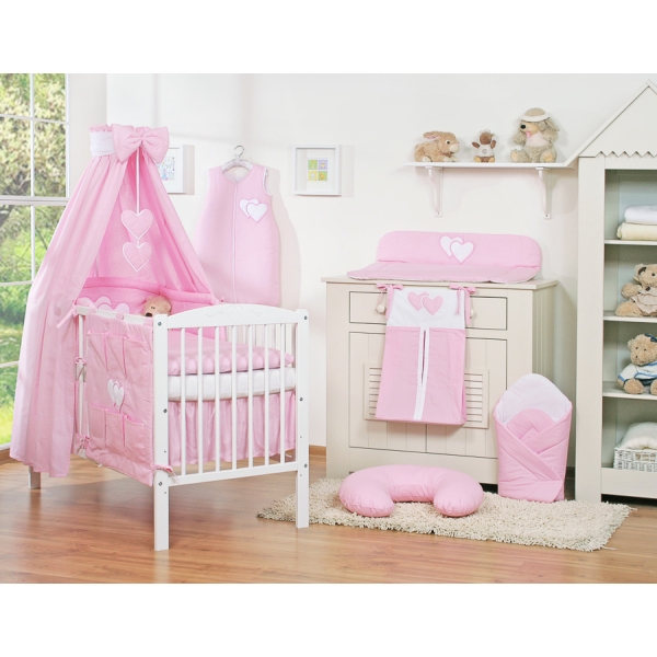 Sengesæt til baby tremmeseng i 11 dele  Lyserød Pink