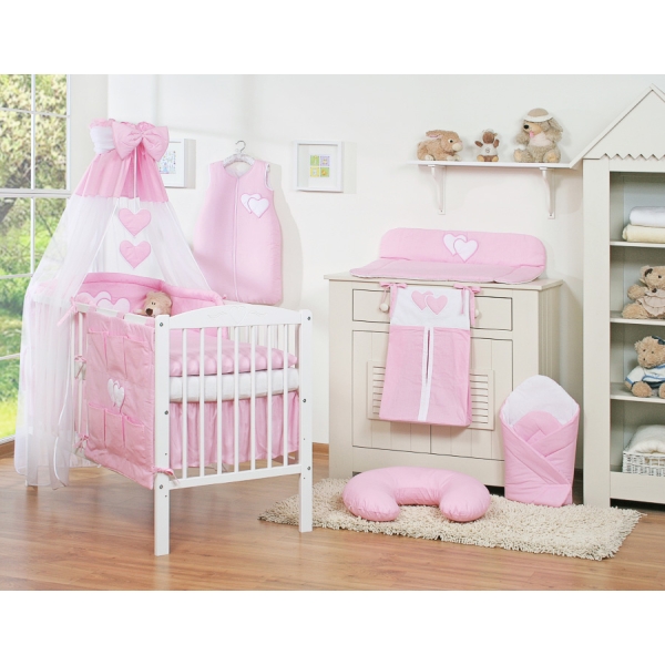 Sengesæt til baby tremmeseng i 11 dele  Lyserød Pink