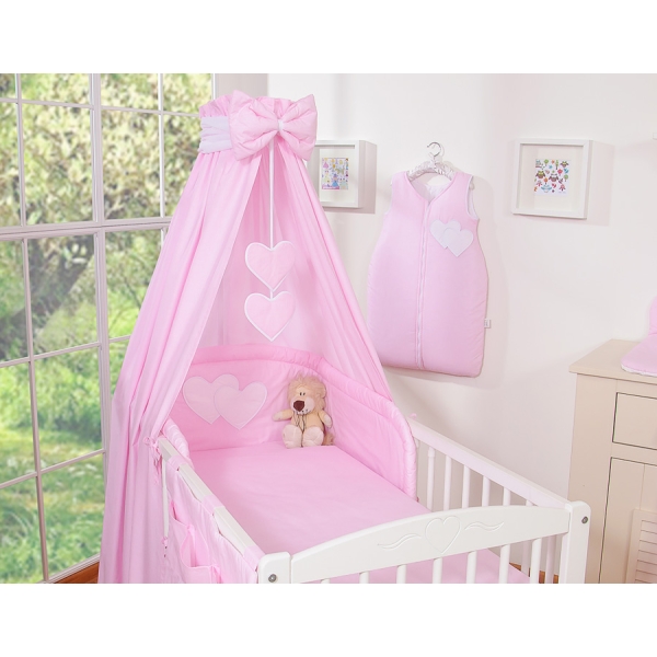 Sengesæt til baby tremmeseng i 11 dele  Lyserød Pink Striber
