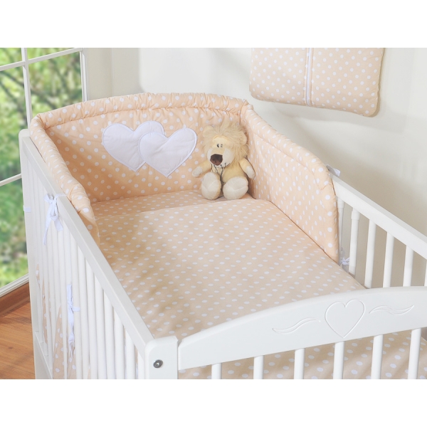 Sengesæt til babyseng  Beige Polkaprikker