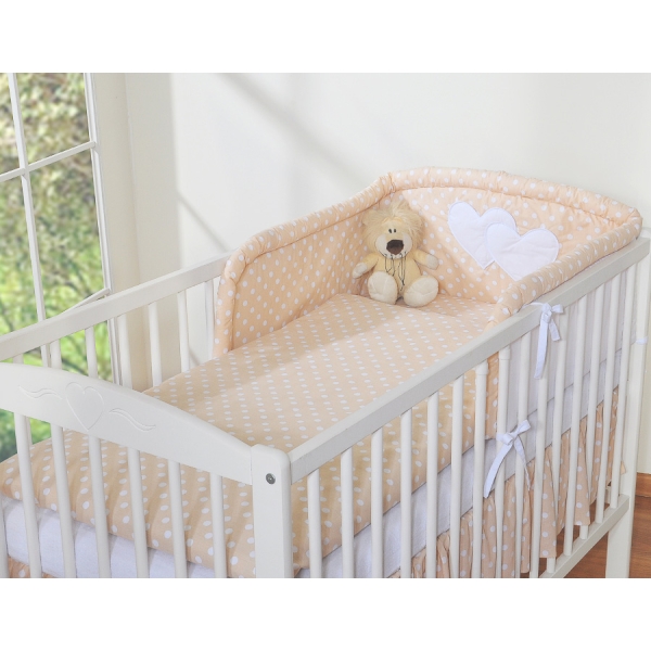 Sengesæt til babyseng  Beige Polkaprikker