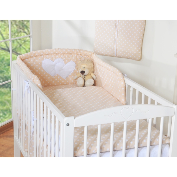 Sengesæt til babyseng  Beige Polkaprikker