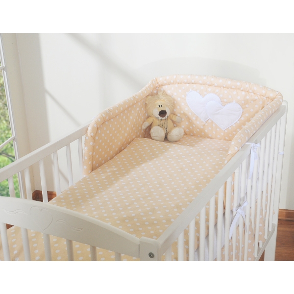 Sengesæt til babyseng  Beige Polkaprikker